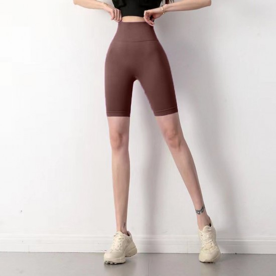 Summer high-waisted peach sexy stretch hip-lifting tights, quick-drying running fitness shorts for women.