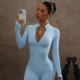 TK's Hot-Selling Seamless Sports Bodysuit, High Elasticity, Slimming, Hip-Lifting Yoga Wear, One-Piece Zippered Fitness Bodysuit.
