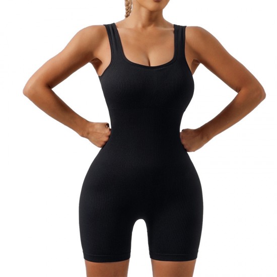 European and American cross-border threaded yoga one-piece, seamless sportswear, fitness wear, sexy peach lift.