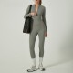 2025 cross-border solid color long-sleeved zippered yoga jumpsuit, European and American high-neck slimming fitness jumpsuit for outerwear.