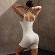 European and American classic seamless U-back bodysuit, solid color tight sports jumpsuit for women.