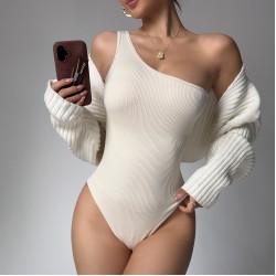 New European and American seamless, tight-fitting yoga bodysuit, one-piece, one-shoulder, fitness bodysuit, OQQ.