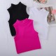 New seamless ribbed high-neck sports vest with full coverage, vertical stripes, quick-drying running and fitness yoga top for women.