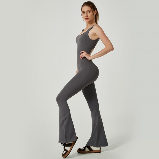 TK's hot-selling, back-enhancing, quick-drying, seamless yoga jumpsuit with a high-stretch, hip-lifting, outdoor fitness flared design