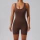 Cross-border best-selling 2025 Spring/Summer European and American slim-fitting hip-lifting bodysuit, feminine, U-neck, backless yoga workout wear.