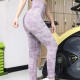 Yoga pants, high-waisted, elastic, hip-lifting, sand-washed, camouflage, quick-drying, running, tummy-control, fitness pants for women