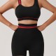 Cross-border one-shoulder, English-style, beautiful back, elastic push-up sports bra, running and fitness three-quarter pants set.