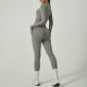 2025 cross-border solid color long-sleeved zippered yoga jumpsuit, European and American high-neck slimming fitness jumpsuit for outerwear.