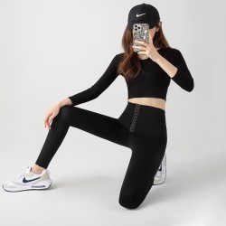 Cross-border yoga shark pants for outerwear in spring and autumn, high-waisted, buttoned-down, waisted, hip-lifting, tight, cropped, women's sports Barbie pants.