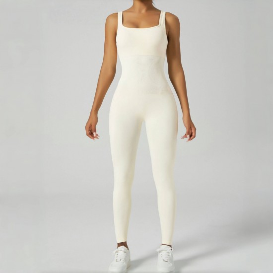Cross-border shipping, V-waist, seamless, plain weave yoga bodysuit, shapewear, fitness jumpsuit for women. s
